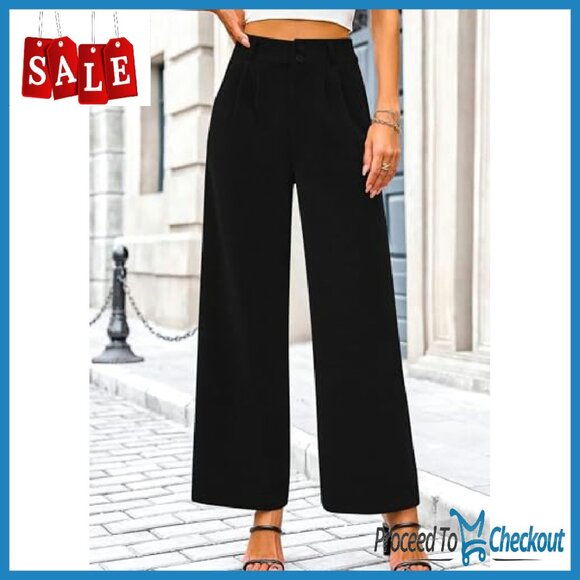 High Waisted Corduroy Wide Leg Pants Business Casual Trousers - Picture 5 of 8